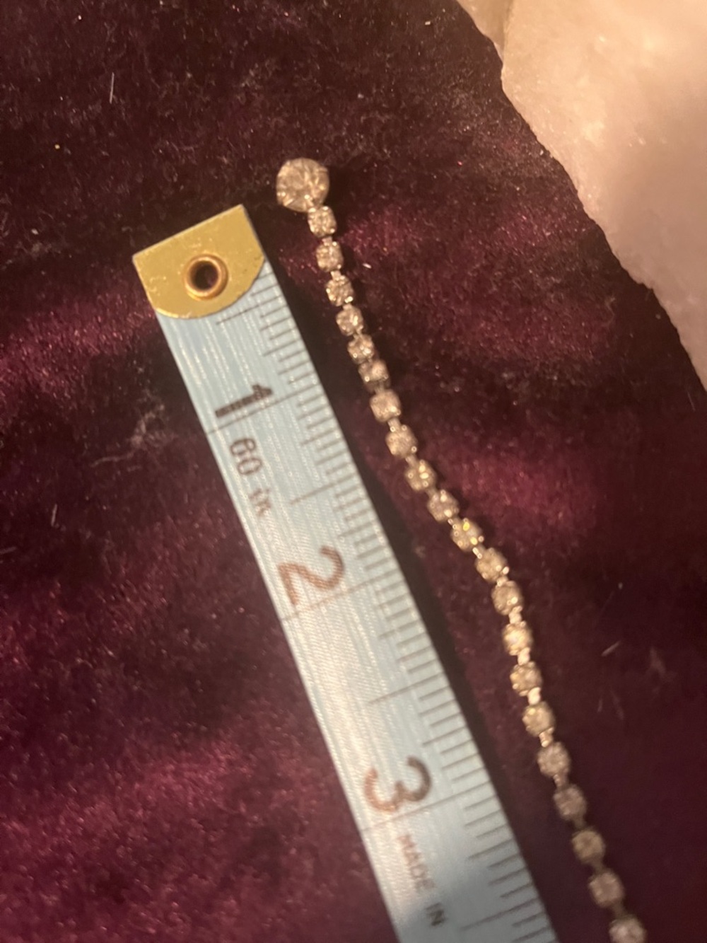 Lovely Vintage EUC Sparkling Faux Diamond Tennis Necklace in Silver Tone 15”. - Picture 5 of 12